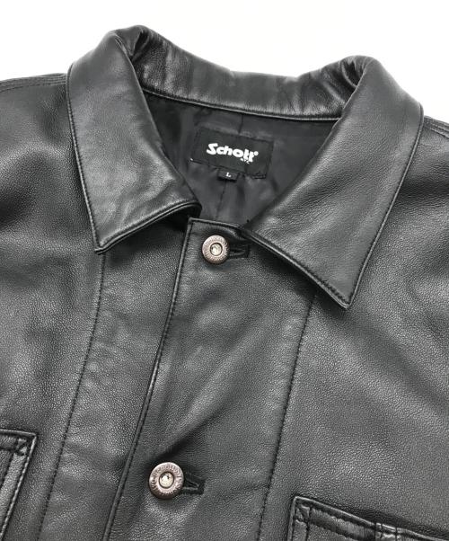 Schott（ショット）Schott (ショット) LAMB LEATHER COVERALL JACKET ブラック サイズ:Lの古着・服飾アイテム