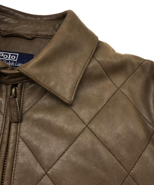 POLO RALPH LAUREN（ポロ・ラルフローレン）POLO RALPH LAUREN (ポロ・ラルフローレン) レザーキルティングジャケット ブラウン サイズ:Lの古着・服飾アイテム