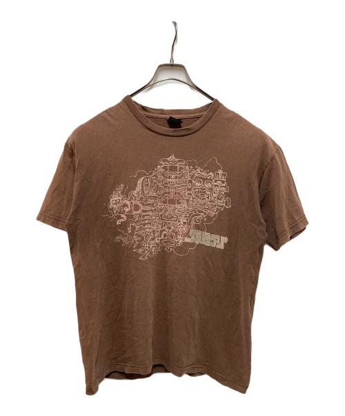stussy（ステューシー）stussy (ステューシー) プリントTシャツ ブラウン サイズ:Mの古着・服飾アイテム
