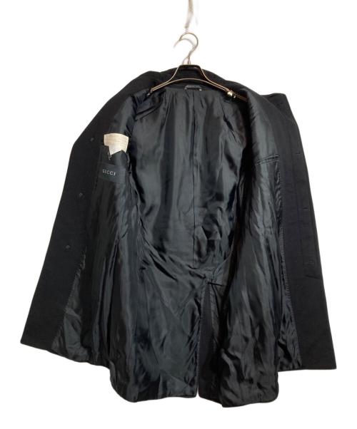 GUCCI（グッチ）GUCCI (グッチ) 比翼ウールスタンドカラーコート ブラック サイズ:48の古着・服飾アイテム