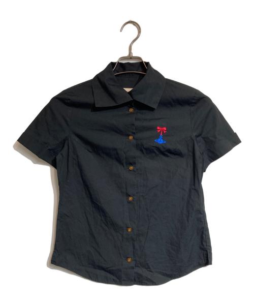 Vivienne Westwood RED LABEL（ヴィヴィアンウエストウッドレッドレーベル）Vivienne Westwood RED LABEL (ヴィヴィアンウエストウッドレッドレーベル) オーブ刺繍S/Sシャツ ブラック サイズ:2の古着・服飾アイテム