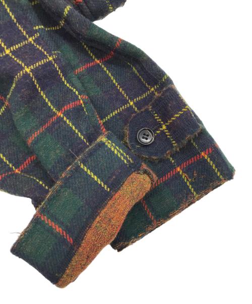 tricot COMME des GARCONS（トリココムデギャルソン）tricot COMME des GARCONS (トリココムデギャルソン) カットオフ縮絨フランネルコート ネイビー×グリーン サイズ:Sの古着・服飾アイテム