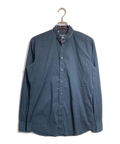 DOLCE & GABBANA（ドルチェ＆ガッバーナ）DOLCE & GABBANA (ドルチェ＆ガッバーナ) バンドカラーシャツ ネイビー サイズ:41の古着・服飾アイテム