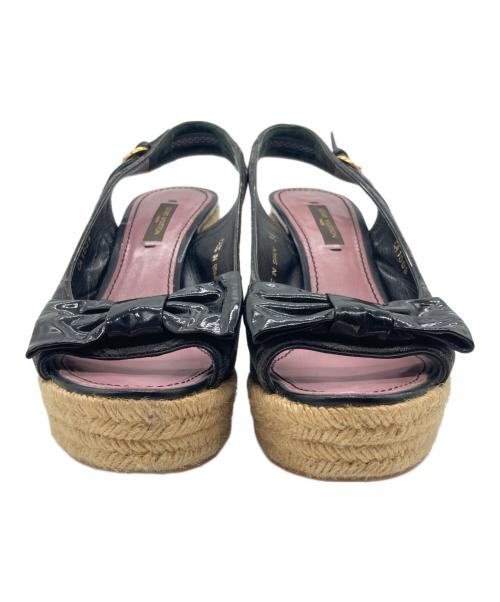 LOUIS VUITTON（ルイ ヴィトン）LOUIS VUITTON (ルイ ヴィトン) LVモノグラムキャンバスウェッジソールサンダル ブラック サイズ:36の古着・服飾アイテム