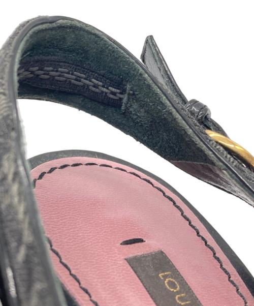LOUIS VUITTON（ルイ ヴィトン）LOUIS VUITTON (ルイ ヴィトン) LVモノグラムキャンバスウェッジソールサンダル ブラック サイズ:36の古着・服飾アイテム