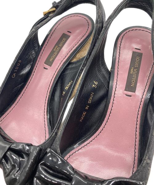 LOUIS VUITTON（ルイ ヴィトン）LOUIS VUITTON (ルイ ヴィトン) LVモノグラムキャンバスウェッジソールサンダル ブラック サイズ:36の古着・服飾アイテム