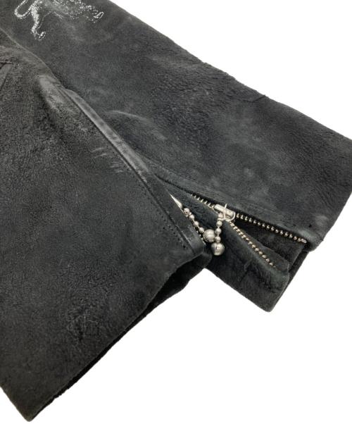 blackmeans（ブラックミーンズ）blackmeans (ブラックミーンズ) SASQUATCHfabrix. (サスクワッチファブリックス) ラムレザースエードフリンジジャケット ブラック サイズ:4の古着・服飾アイテム