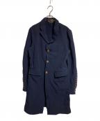 COMME des GARCONS HOMME PLUSコムデギャルソンオムプリュス）の古着「ポリエステル縮絨ロングジャケット」｜ネイビー