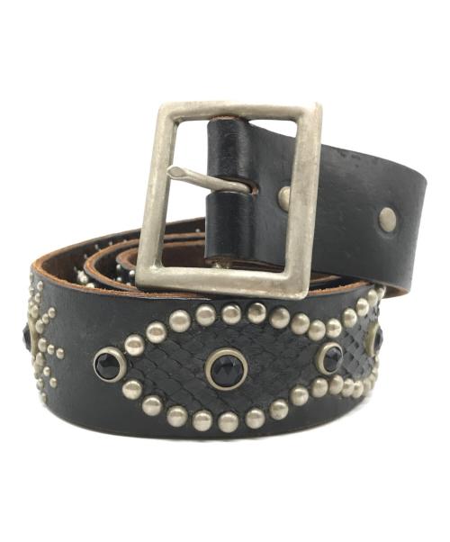 htc（エイチティーシー）htc (エイチティーシー) Peanut Studs Python Belt ブラック サイズ:34の古着・服飾アイテム