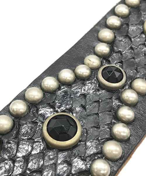 htc（エイチティーシー）htc (エイチティーシー) Peanut Studs Python Belt ブラック サイズ:34の古着・服飾アイテム