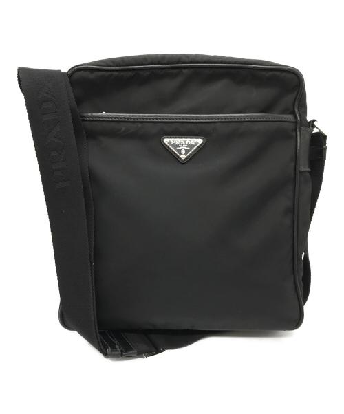 PRADA（プラダ）PRADA (プラダ) ナイロン×レザーショルダーバッグ ブラックの古着・服飾アイテム