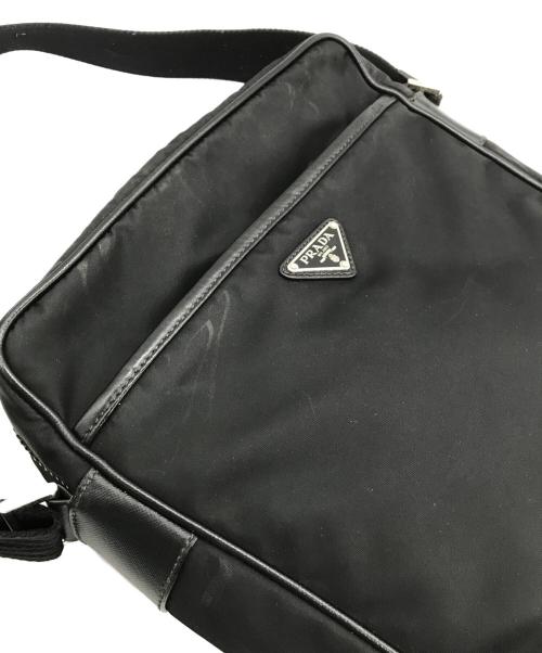 PRADA（プラダ）PRADA (プラダ) ナイロン×レザーショルダーバッグ ブラックの古着・服飾アイテム