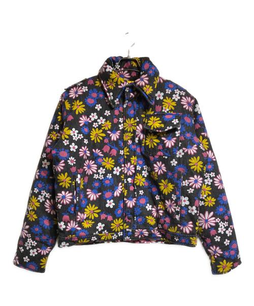 ERL（イーアールエル）ERL (イーアールエル) フローラルデニムパデットジャケット ブラック サイズ:Mの古着・服飾アイテム