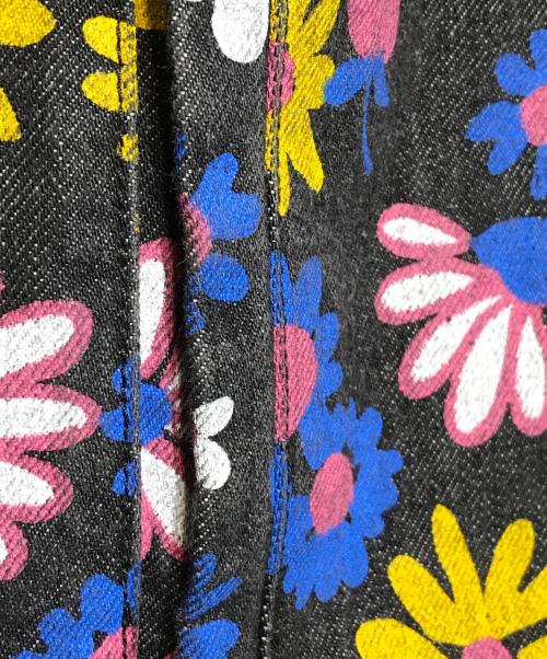 ERL（イーアールエル）ERL (イーアールエル) フローラルデニムパデットジャケット ブラック サイズ:Mの古着・服飾アイテム