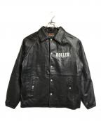 AT-DIRTY×ROLLER MAGAZINEアットダーティ×ローラーマガジン）の古着「LEATHER COACH JACKET」｜ブラック