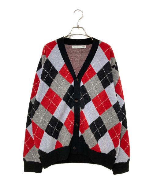 BATEAUX DE SHIPS（バトー ドゥ シップス）BATEAUX DE SHIPS (バトー ドゥ シップス) アーガイルニットカーディガン レッド×グレー サイズ:2の古着・服飾アイテム