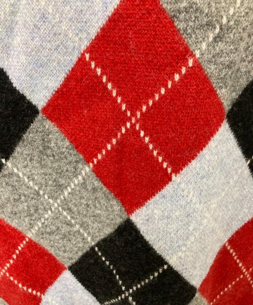 BATEAUX DE SHIPS（バトー ドゥ シップス）BATEAUX DE SHIPS (バトー ドゥ シップス) アーガイルニットカーディガン レッド×グレー サイズ:2の古着・服飾アイテム