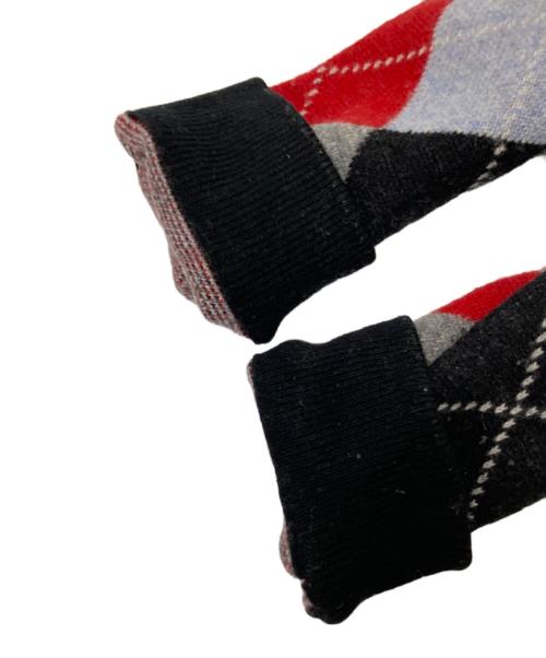 BATEAUX DE SHIPS（バトー ドゥ シップス）BATEAUX DE SHIPS (バトー ドゥ シップス) アーガイルニットカーディガン レッド×グレー サイズ:2の古着・服飾アイテム