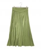 BORDERS at BALCONYボーダーズアットバルコニー）の古着「キルティングロングスカート」｜グリーン