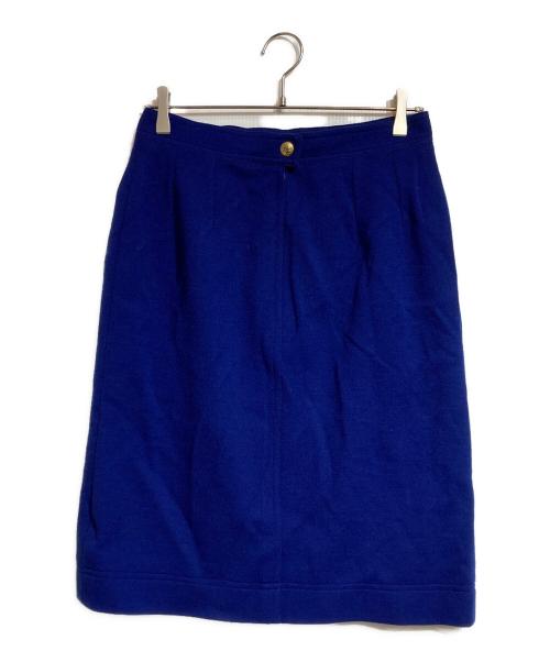 CHANEL（シャネル）CHANEL (シャネル) ココマーク金ボタンミディスカート ブルー サイズ:44の古着・服飾アイテム