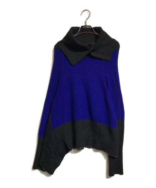 Y's（ワイズ）Y's (ワイズ) ハイネックボタンニット ブルー×グレー サイズ:2の古着・服飾アイテム