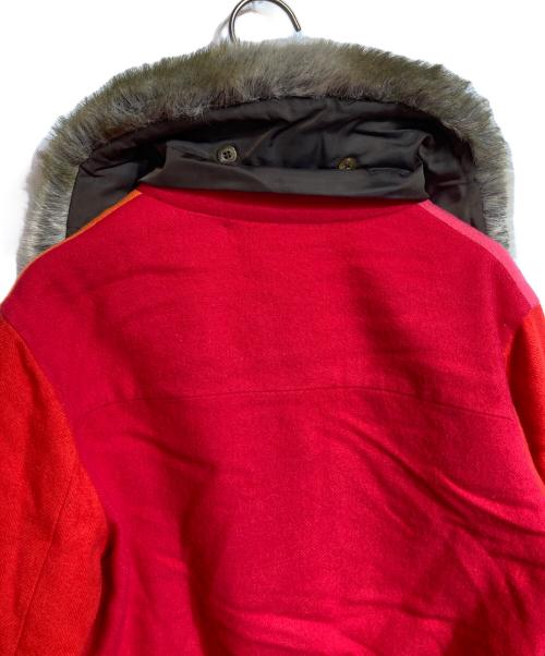tricot COMME des GARCONS（トリココムデギャルソン）tricot COMME des GARCONS (トリココムデギャルソン) ファーカラーパッチワークジャケット レッド×ピンク サイズ:Mの古着・服飾アイテム