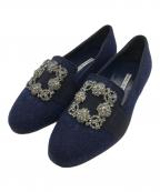 Manolo Blahnikマノロブラニク）の古着「HANGISIパンプス」｜ネイビー