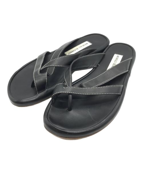 Manolo Blahnik（マノロブラニク）Manolo Blahnik (マノロブラニク) レザーフラットサンダル ブラック サイズ:38の古着・服飾アイテム
