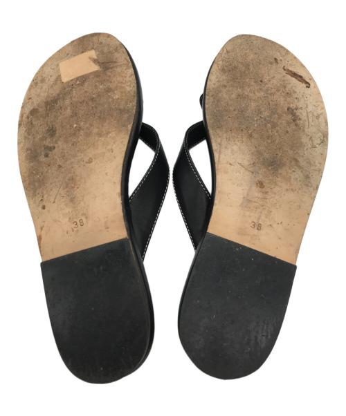 Manolo Blahnik（マノロブラニク）Manolo Blahnik (マノロブラニク) レザーフラットサンダル ブラック サイズ:38の古着・服飾アイテム