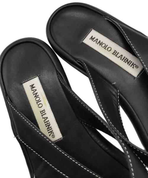 Manolo Blahnik（マノロブラニク）Manolo Blahnik (マノロブラニク) レザーフラットサンダル ブラック サイズ:38の古着・服飾アイテム