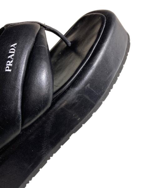 PRADA（プラダ）PRADA (プラダ) トングレザーサンダル ブラック サイズ:36 1/2の古着・服飾アイテム
