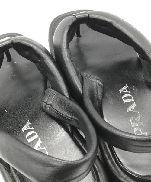 PRADA（プラダ）PRADA (プラダ) トングレザーサンダル ブラック サイズ:36 1/2の古着・服飾アイテム