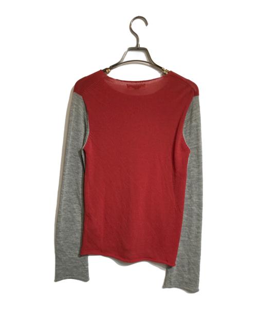 ROBE DE CHAMBRE COMME DES GARCONS（ローブドシャンブル コムデギャルソン）ROBE DE CHAMBRE COMME DES GARCONS (ローブドシャンブル コムデギャルソン) バイカラーニット レッド サイズ:Freeの古着・服飾アイテム