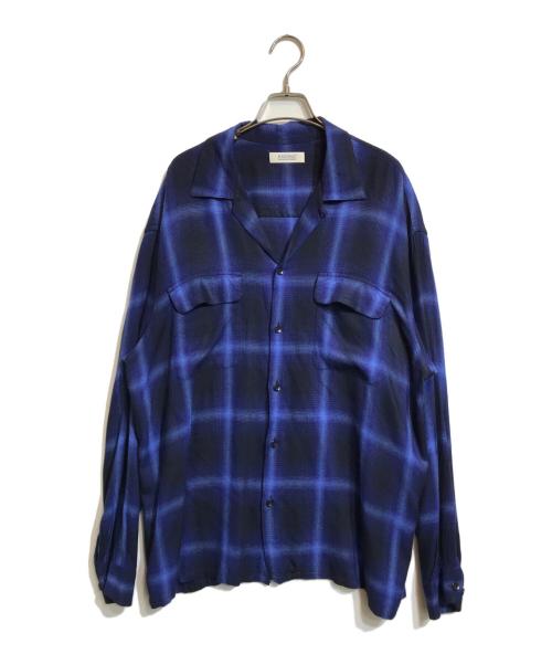 RADIALL（ラディアル）RADIALL (ラディアル) OPEN COLLARED SHIRT L/S ブラック×ブルー サイズ:Lの古着・服飾アイテム
