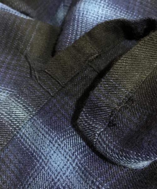 RADIALL（ラディアル）RADIALL (ラディアル) OPEN COLLARED SHIRT L/S ブラック×ブルー サイズ:Lの古着・服飾アイテム