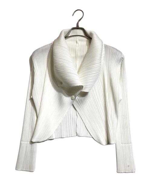 PLEATS PLEASE（プリーツプリーズ）PLEATS PLEASE (プリーツプリーズ) プリーツカーディガン ホワイト サイズ:4の古着・服飾アイテム