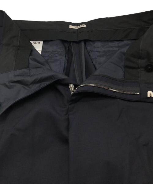 MIU MIU（ミュウミュウ）MIU MIU (ミュウミュウ) サイドラインスラックス ネイビー サイズ:40の古着・服飾アイテム