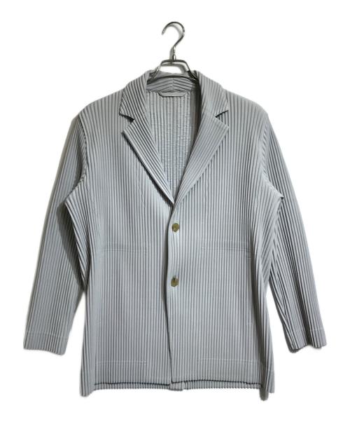 HOMME PLISSE ISSEY MIYAKE（オム プリッセ イッセイ ミヤケ）HOMME PLISSE ISSEY MIYAKE (オムプリッセ イッセイ ミヤケ) プリーツテーラードジャケット グレー サイズ:2の古着・服飾アイテム