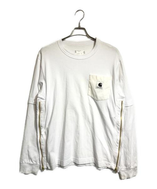 sacai（サカイ）sacai (サカイ) Carhartt WIP (カーハート ワークインプログレス) L/S T-Shirt/ロングスリーブTシャツ ホワイト サイズ:4の古着・服飾アイテム