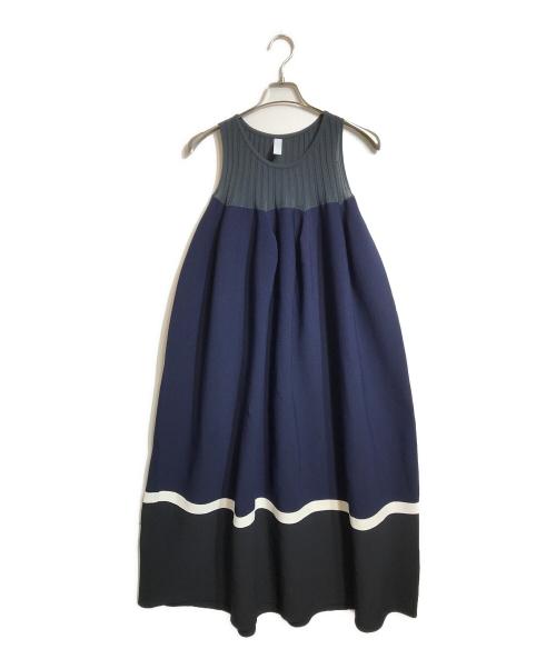 CFCL（シーエフシーエル）CFCL (シーエフシーエル) POTTERY SLEEVELESS BUST FLARE DRESS ネイビー サイズ:3の古着・服飾アイテム