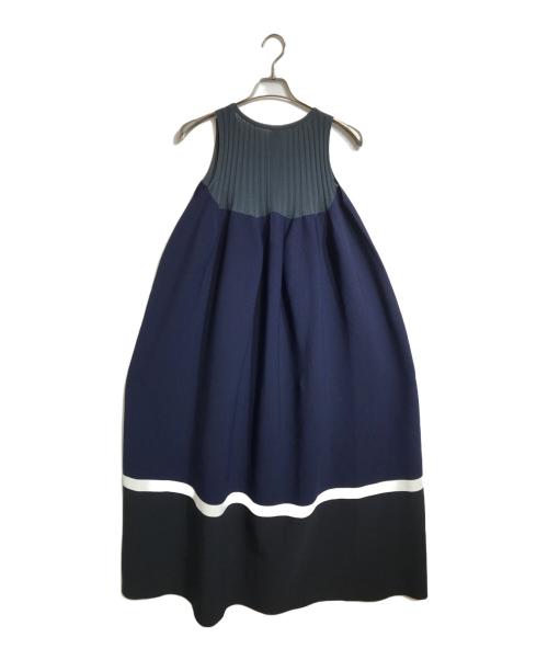CFCL（シーエフシーエル）CFCL (シーエフシーエル) POTTERY SLEEVELESS BUST FLARE DRESS ネイビー サイズ:3の古着・服飾アイテム