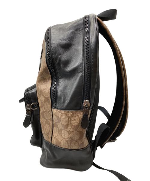 COACH（コーチ）COACH (コーチ) Disney (ディズニー) シグネチャー×レザーコンビリュック ブラック×ベージュの古着・服飾アイテム