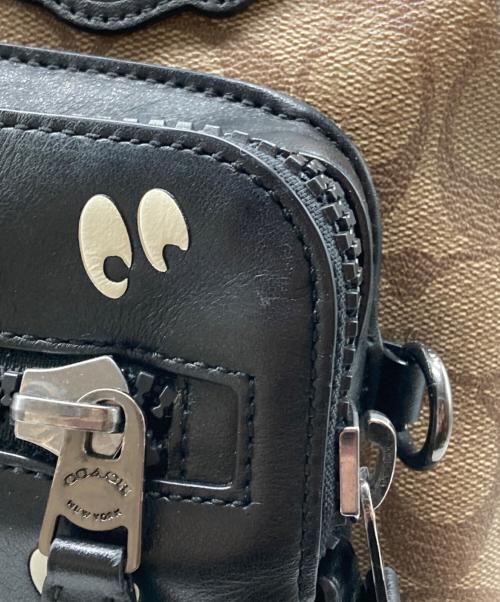 COACH（コーチ）COACH (コーチ) Disney (ディズニー) シグネチャー×レザーコンビリュック ブラック×ベージュの古着・服飾アイテム