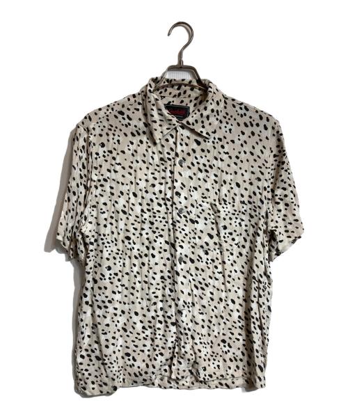 GANGSTERVILLE（ギャングスタービル）GANGSTERVILLE (ギャングスタービル) RISE ABOVE - S/S SHIRTS ブラック×ベージュ サイズ:Mの古着・服飾アイテム