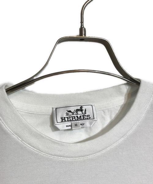 HERMES（エルメス）HERMES (エルメス) H刺繍鹿の子ポケットTシャツ ホワイト サイズ:Mの古着・服飾アイテム