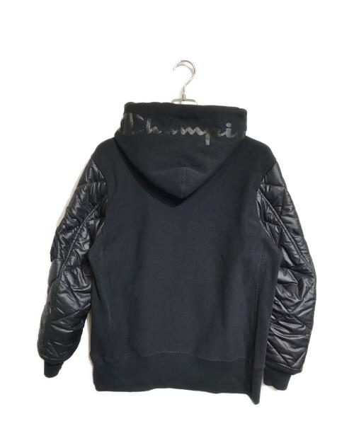 Champion（チャンピオン）Champion eYe COMME des GARCONS JUNYAWATANABE MAN スウェットカスタマイズ × エステルリップストップ キルティング ブラック サイズ:Sの古着・服飾アイテム