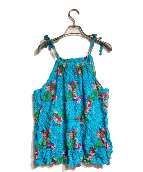 ISSEY MIYAKE me（イッセイ ミヤケ ミー）ISSEY MIYAKE me (イッセイ ミヤケ ミー) 折り紙鳥レース メレンゲトップ ブルー サイズ:-の古着・服飾アイテム