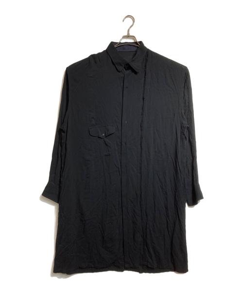 Yohji Yamamoto pour homme（ヨウジヤマモト プールオム）Yohji Yamamoto pour homme (ヨウジヤマモト プールオム) レーヨン断ち切りロングシャツ ブラック サイズ:3の古着・服飾アイテム