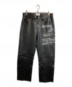 H&M×Jean-Michel Basquiatエイチアンドエム×ジャン ミシェル バスキア）の古着「レザーパンツ」｜ブラック