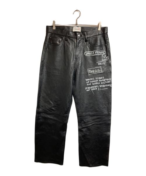 H&M（エイチアンドエム）H&M (エイチアンドエム) Jean-Michel Basquiat (ジャン ミシェル バスキア) レザーパンツ ブラック サイズ:32の古着・服飾アイテム